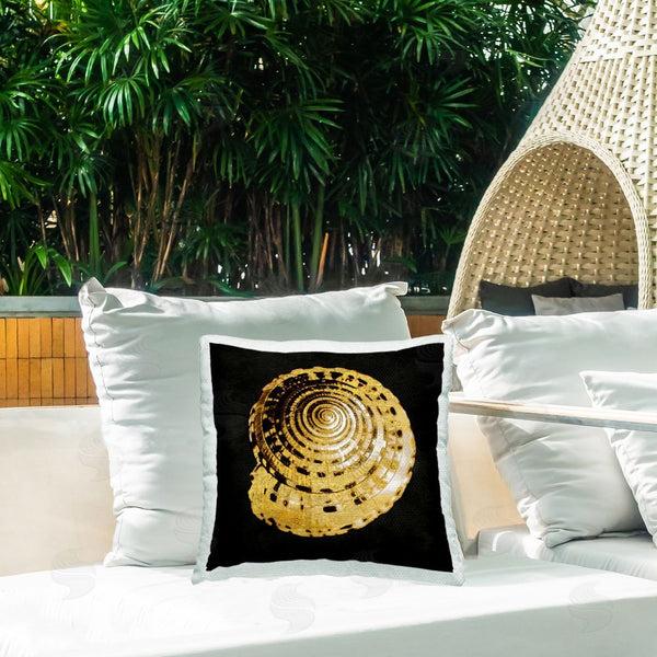Stupell Industries Caroline Kelly | Gold Spiral Shell Printed Throw Pillow