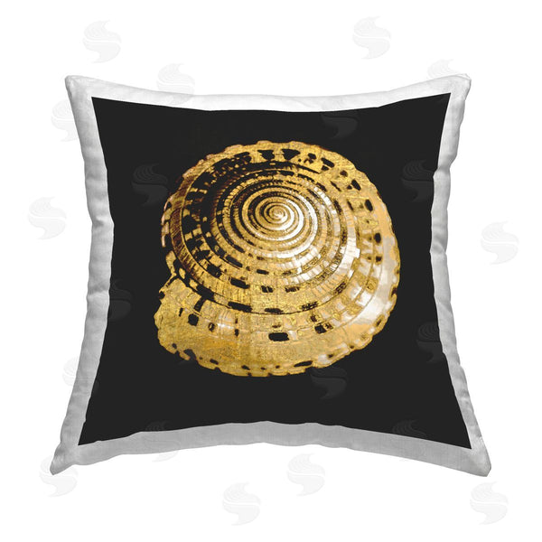 stupell industries Caroline Kelly | Gold Spiral Shell Printed Throw Pillow