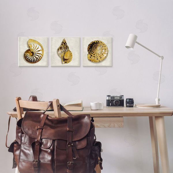 Stupell Industries Caroline Kelly | Golden Spiral Seashells With Intricate Patterns Wall Art