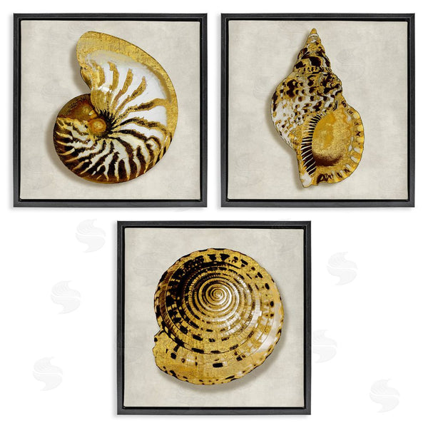 Stupell Industries Caroline Kelly | Golden Spiral Seashells With Intricate Patterns Wall Art
