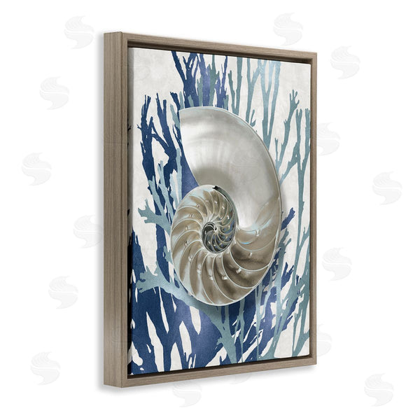Stupell Industries Caroline Kelly | Shell Coral Beach Blue Design