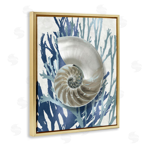 Stupell Industries Caroline Kelly | Shell Coral Beach Blue Design