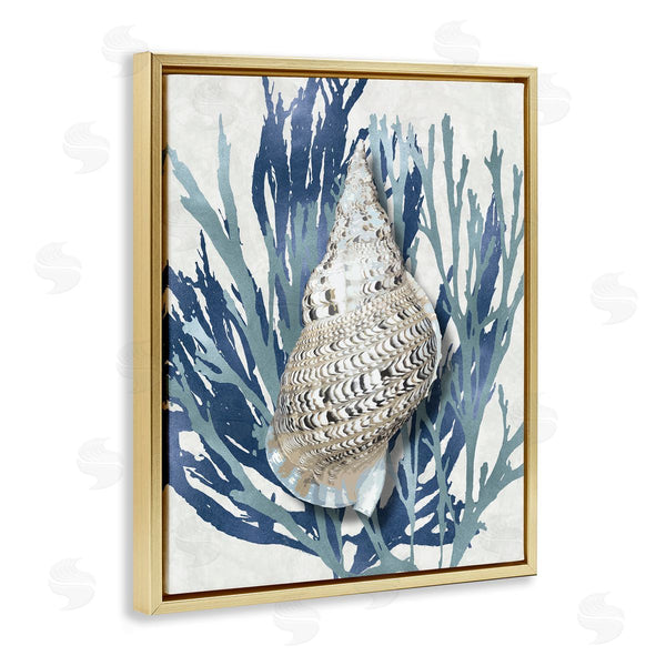 Stupell Industries Caroline Kelly | Shell Coral Blue Beach Design