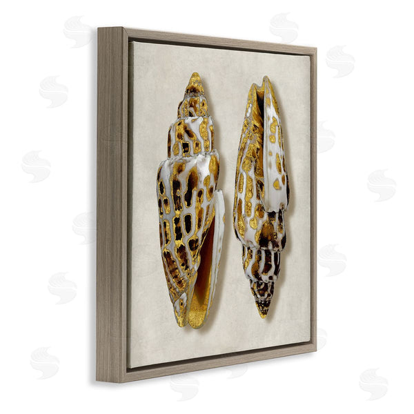 Stupell Industries Caroline Kelly | Speckled Conch Seashell Neutral Tone Sea Life Wall Art
