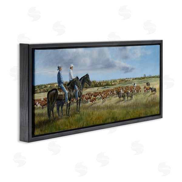 Stupell Industries Carolyn Mock | Cowboys & Cattle In Vast Countryside