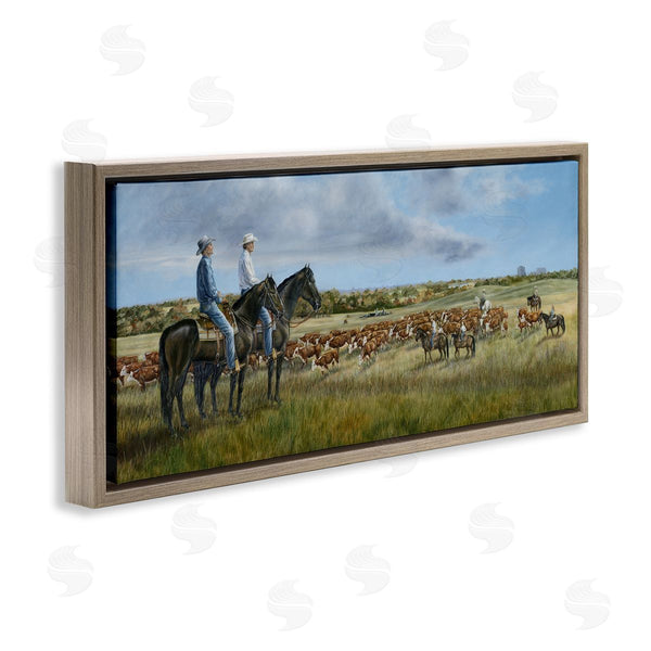 Stupell Industries Carolyn Mock | Cowboys & Cattle In Vast Countryside