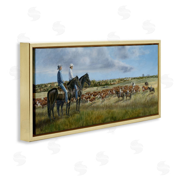 Stupell Industries Carolyn Mock | Cowboys & Cattle In Vast Countryside