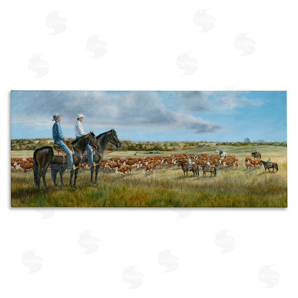 stupell industries Carolyn Mock | Cowboys & Cattle in Vast Countryside