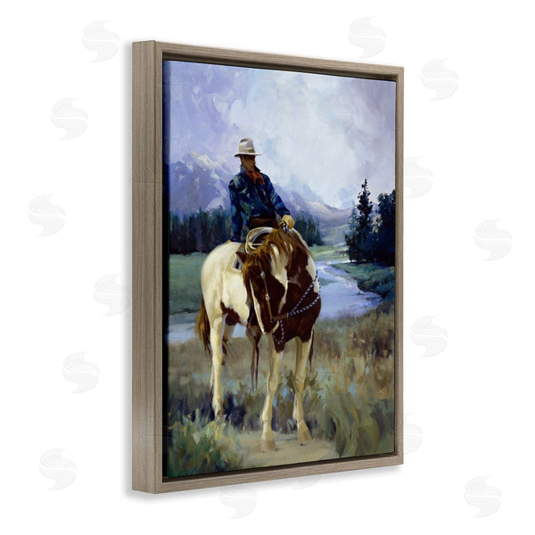 Stupell Industries Carolyne Hawley | Cowboy & Horse In Valley