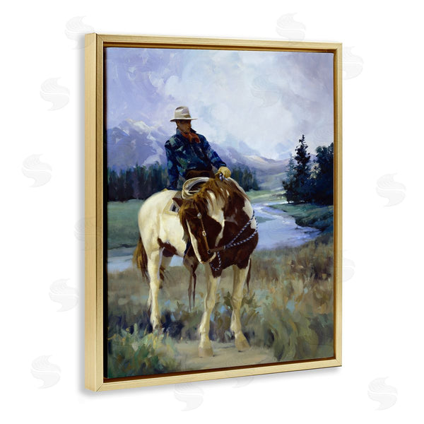Stupell Industries Carolyne Hawley | Cowboy & Horse In Valley