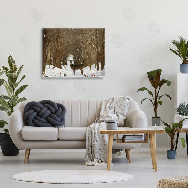 Stupell Industries Carrie Ann Grippo-Pike | Wild Forest Animals Gathered Amidst Snowy Trees Wall Art