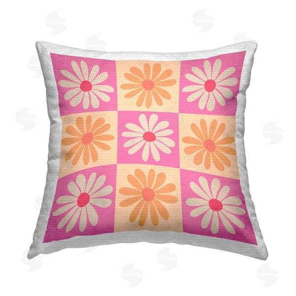 Stupell Industries Carrie Cantwell | Alternating Daisy Pattern Printed Throw Pillow