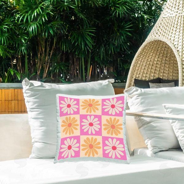 Stupell Industries Carrie Cantwell | Alternating Daisy Pattern Printed Throw Pillow