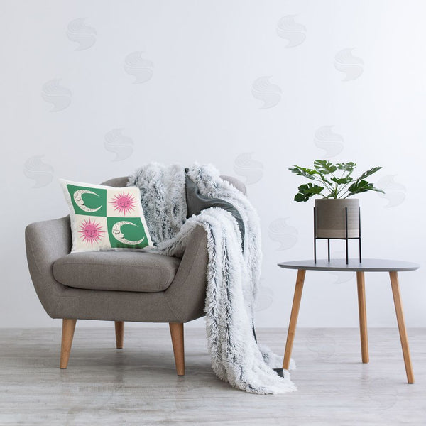 Stupell Industries Carrie Cantwell | Alternating Sun & Moon Printed Throw Pillow