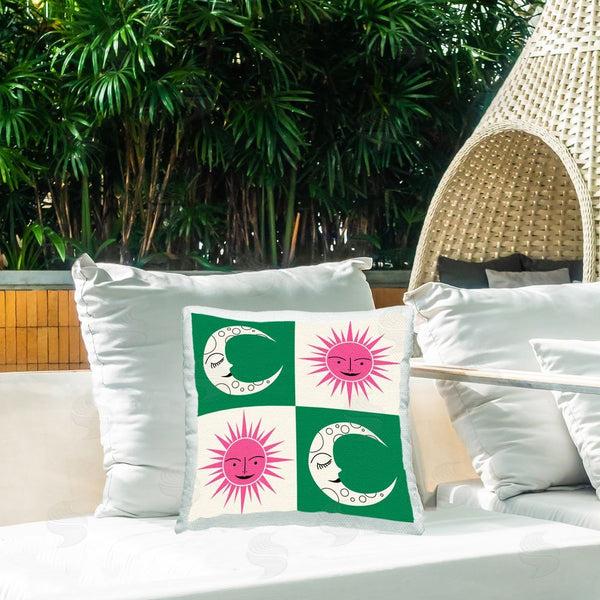Stupell Industries Carrie Cantwell | Alternating Sun & Moon Printed Throw Pillow
