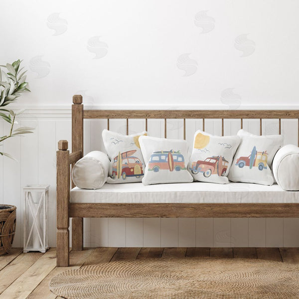 Stupell Industries Carrie Cantwell | Beach Surf Vehicles Printed Throw Pillow Set