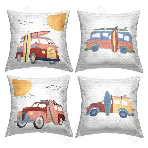 Stupell Industries Carrie Cantwell | Beach Surf Vehicles Printed Throw Pillow Set