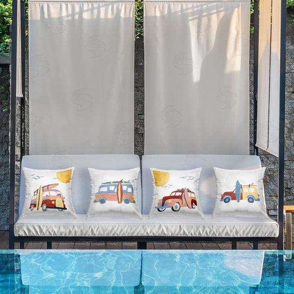 Stupell Industries Carrie Cantwell | Beach Surf Vehicles Printed Throw Pillow Set