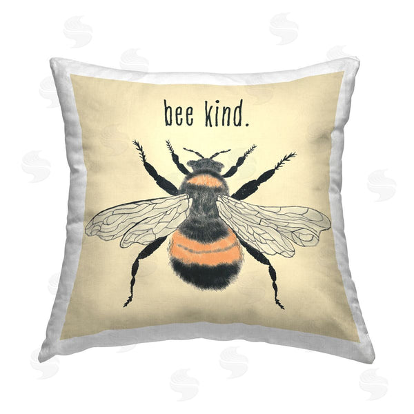 stupell industries Carrie Cantwell | Bee Kind Detailed Bumble Printed Throw Pillow
