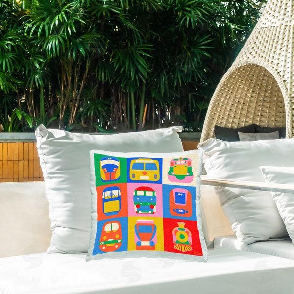 Stupell Industries Carrie Cantwell | Bold Public Transportation Printed Throw Pillow