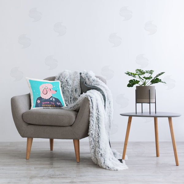 Stupell Industries Carrie Cantwell | Born To Sparkle Poodle Printed Throw Pillow