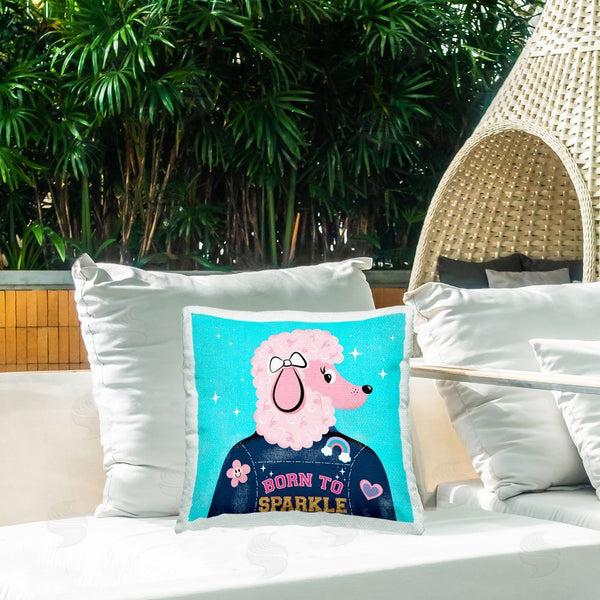 Stupell Industries Carrie Cantwell | Born To Sparkle Poodle Printed Throw Pillow