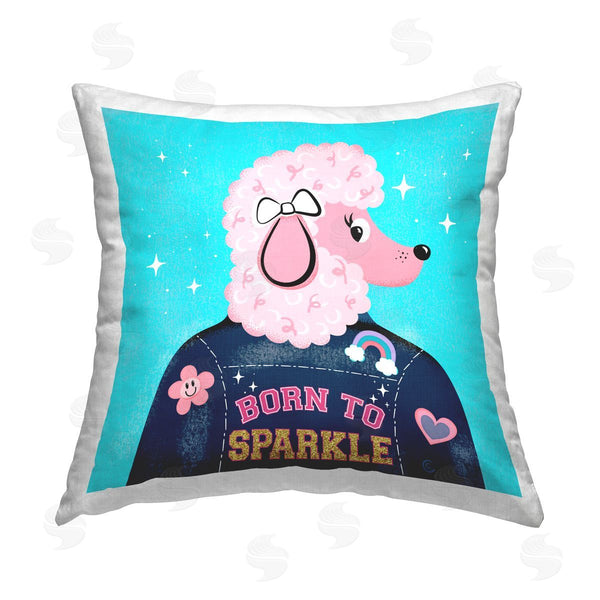stupell industries Carrie Cantwell | Born To Sparkle Poodle Printed Throw Pillow