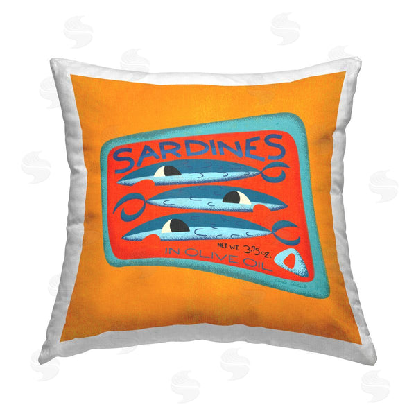 stupell industries Carrie Cantwell | Bright Hued Sardine Can Printed Throw Pillow