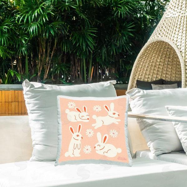 Stupell Industries Carrie Cantwell | Bunnies & Daisies Pattern Printed Throw Pillow