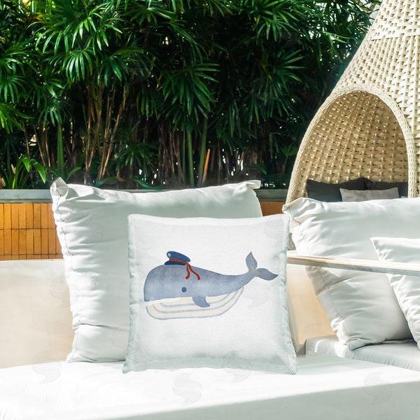Stupell Industries Carrie Cantwell | Captain Whale With Hat Printed Throw Pillow
