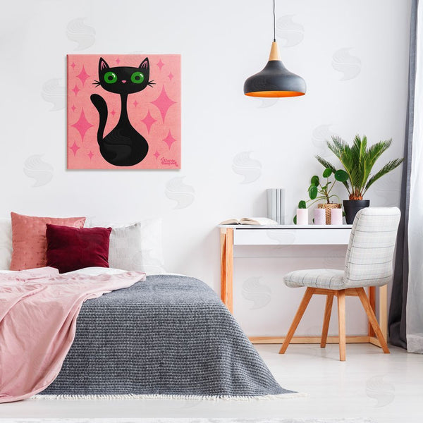 Stupell Industries Carrie Cantwell | Cat With Pink Diamonds Wall Art