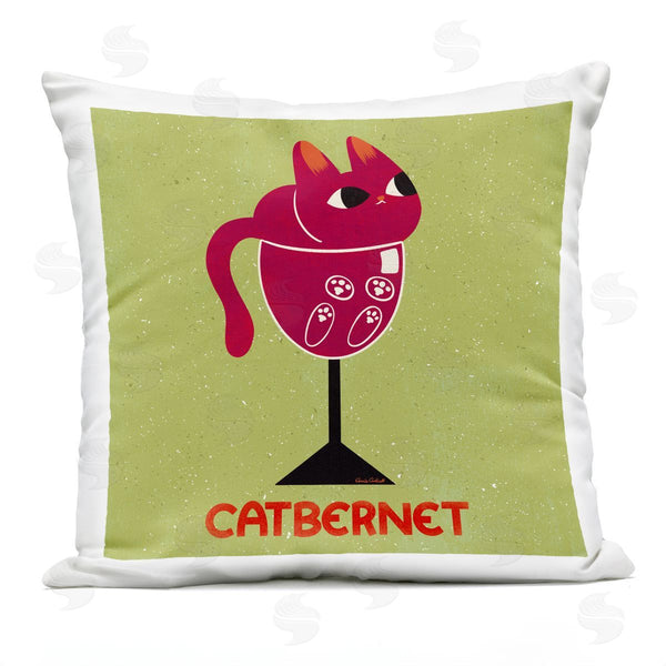 Stupell Industries Carrie Cantwell | Catbernet Cat Wine Printed Throw Pillow