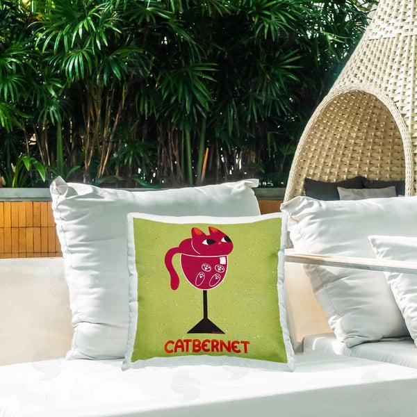 Stupell Industries Carrie Cantwell | Catbernet Cat Wine Printed Throw Pillow