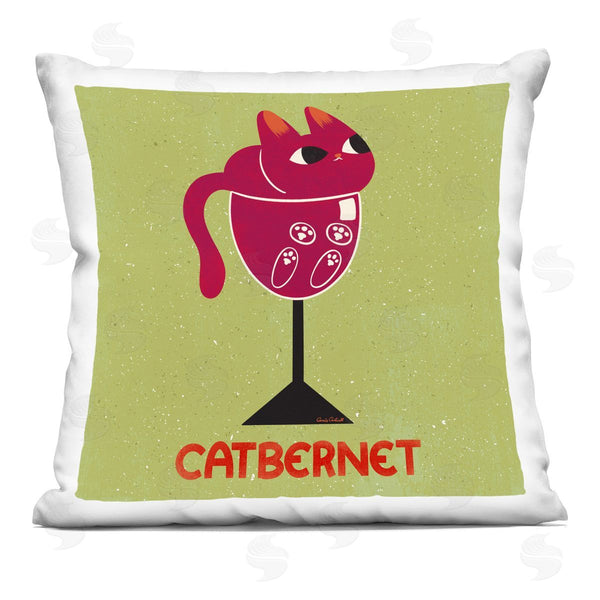 stupell industries Carrie Cantwell | Catbernet Cat Wine Printed Throw Pillow
