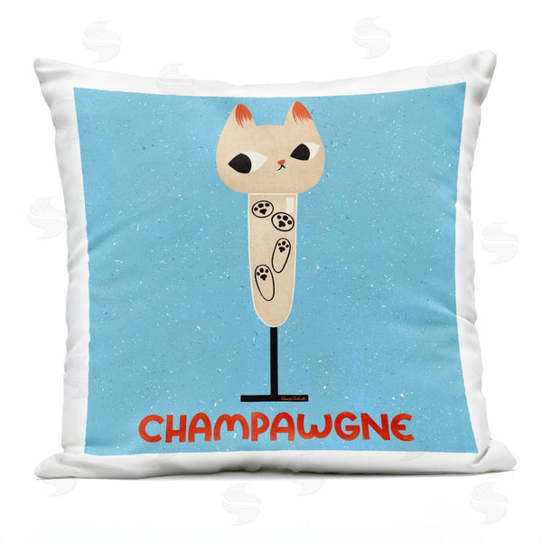 Stupell Industries Carrie Cantwell | Champawgne Feline Wine Printed Throw Pillow