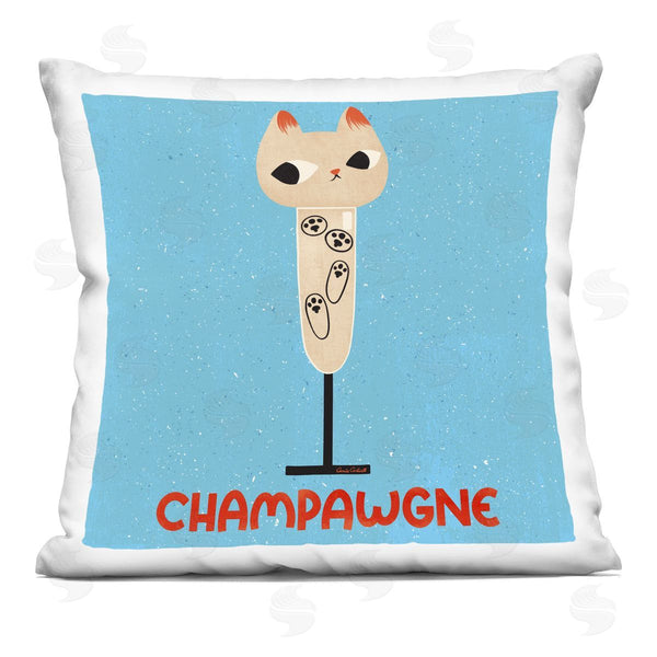 stupell industries Carrie Cantwell | Champawgne Feline Wine Printed Throw Pillow