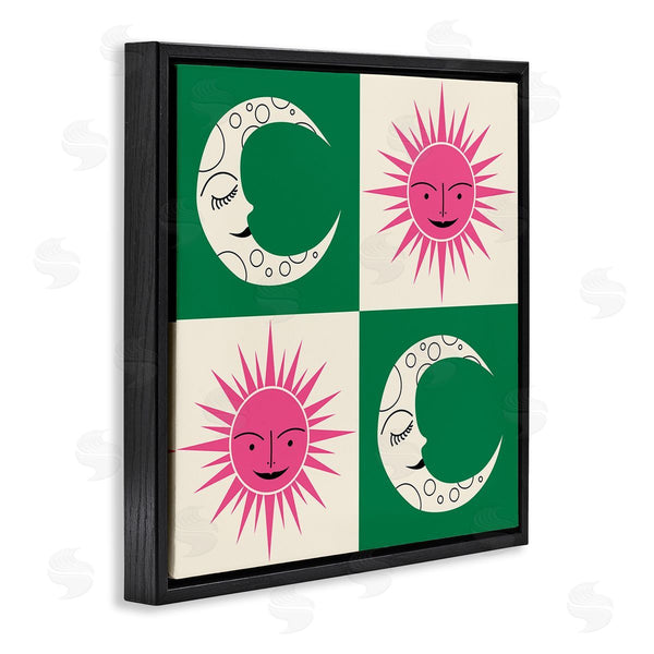 Stupell Industries Carrie Cantwell | Checkered Moon & Sun Wall Art