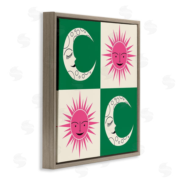 Stupell Industries Carrie Cantwell | Checkered Moon & Sun Wall Art