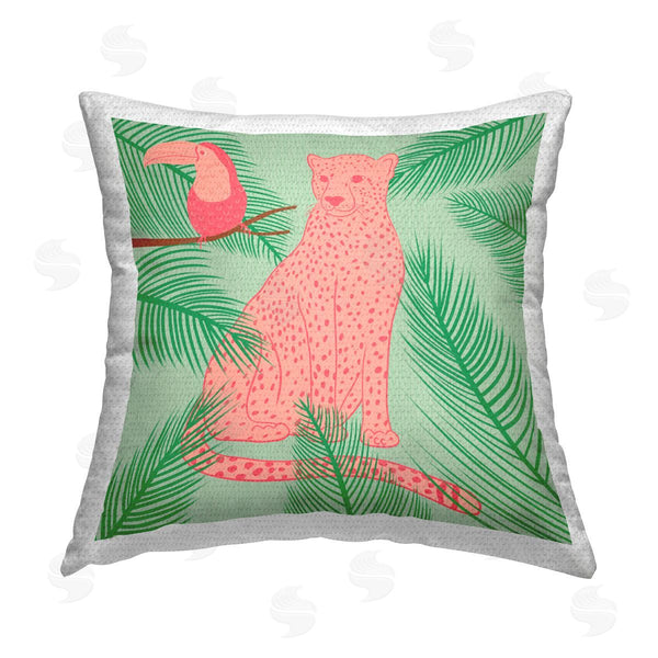 Stupell Industries Carrie Cantwell | Cheetah & Toucan Pastels Printed Throw Pillow