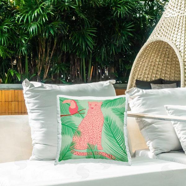Stupell Industries Carrie Cantwell | Cheetah & Toucan Pastels Printed Throw Pillow
