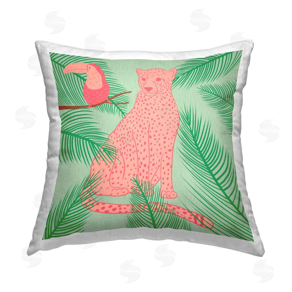 stupell industries Carrie Cantwell | Cheetah & Toucan Pastels Printed Throw Pillow