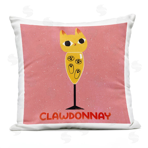 Stupell Industries Carrie Cantwell | Clawdonnay Feline Wine Printed Throw Pillow