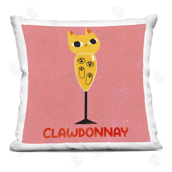 stupell industries Carrie Cantwell | Clawdonnay Feline Wine Printed Throw Pillow