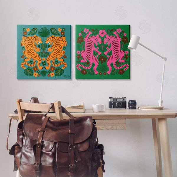 Stupell Industries Carrie Cantwell | Eclectic Twin Tigers Wall Art