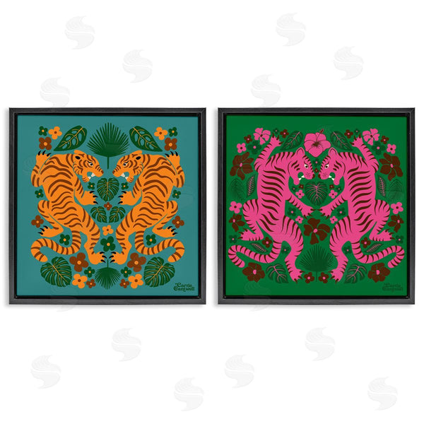 Stupell Industries Carrie Cantwell | Eclectic Twin Tigers Wall Art