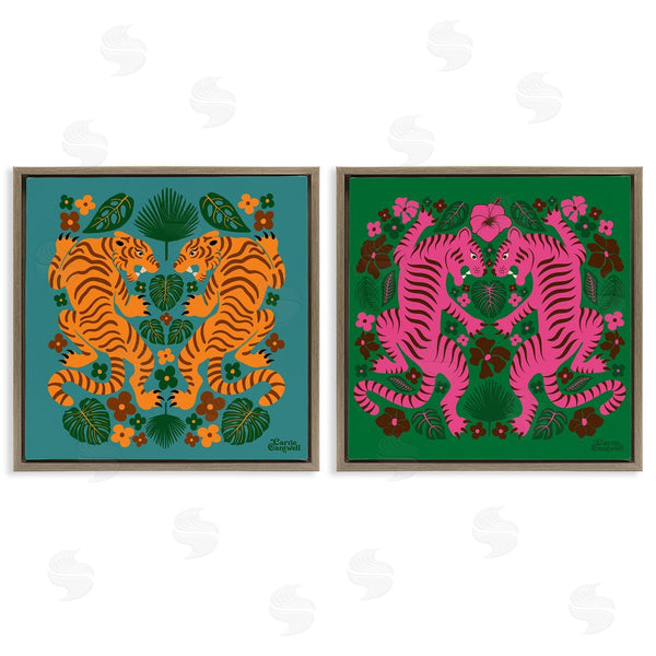 Stupell Industries Carrie Cantwell | Eclectic Twin Tigers Wall Art