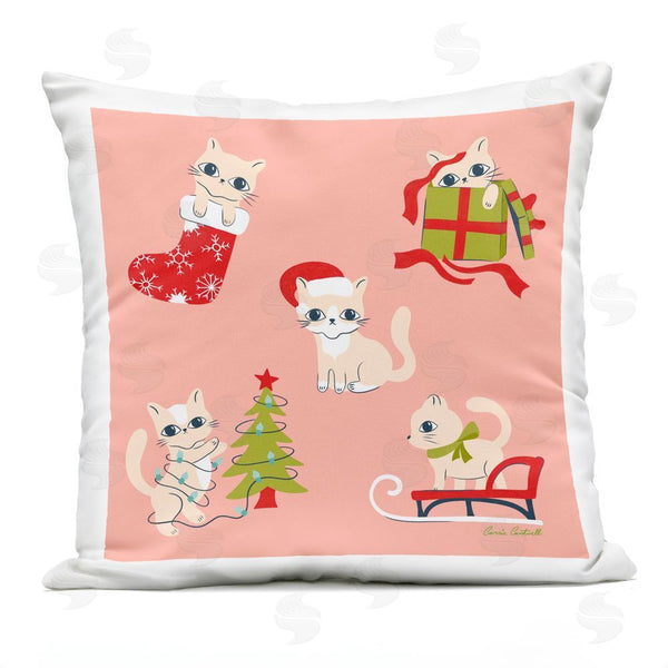 Stupell Industries Carrie Cantwell | Festive Cats Cute Holidays Printed Throw Pillow