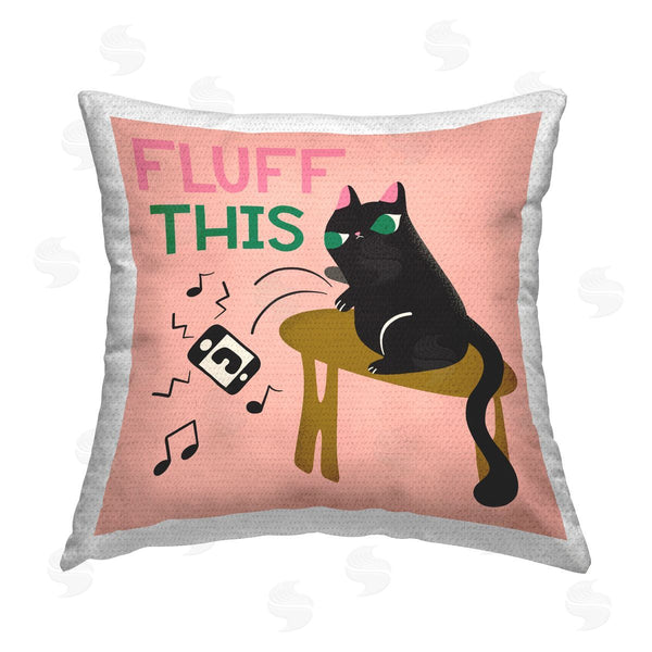 Stupell Industries Carrie Cantwell | Fluff This Angry Cat Printed Throw Pillow