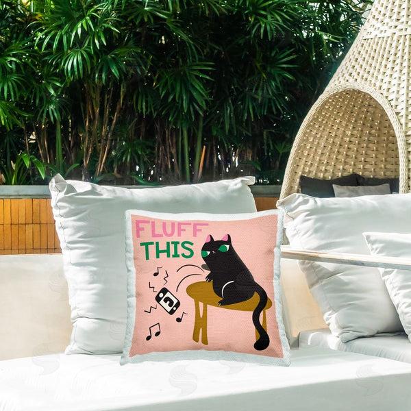 Stupell Industries Carrie Cantwell | Fluff This Angry Cat Printed Throw Pillow