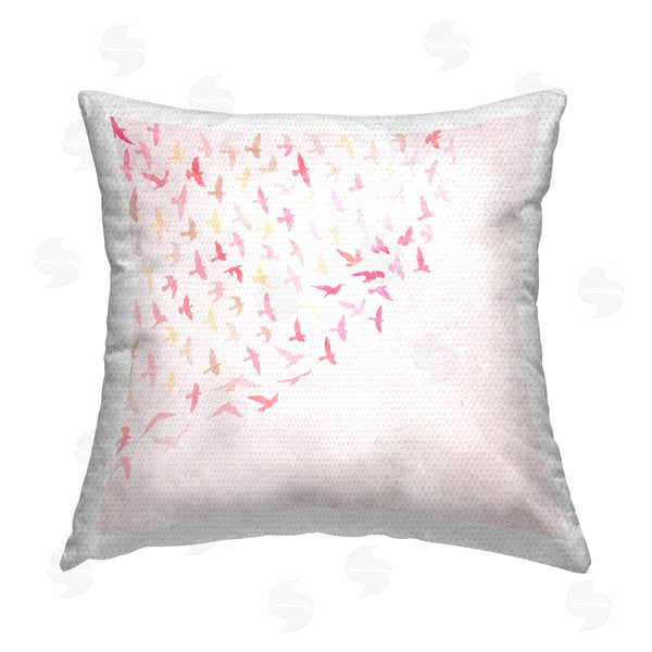 Stupell Industries Carrie Cantwell | Fluttering Pink Birds Printed Throw Pillow